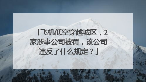 飞机低空穿越城区,2家涉事公司被罚,该公司违反了什么规定?