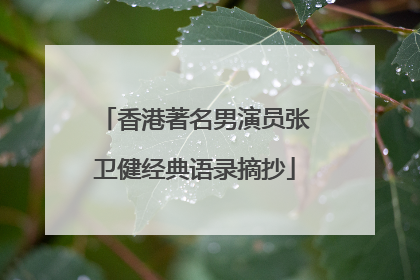 香港著名男演员张卫健经典语录摘抄