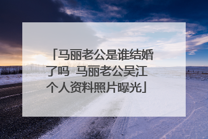 马丽老公是谁结婚了吗 马丽老公吴江个人资料照片曝光