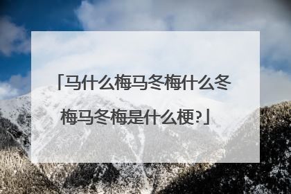 马什么梅马冬梅什么冬梅马冬梅是什么梗?