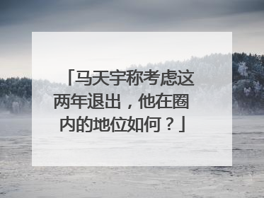 马天宇称考虑这两年退出，他在圈内的地位如何？