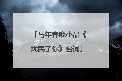 马年春晚小品《扰民了你》台词