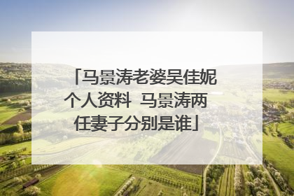 马景涛老婆吴佳妮个人资料 马景涛两任妻子分别是谁