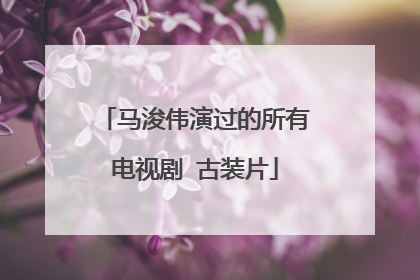 马浚伟演过的所有电视剧 古装片