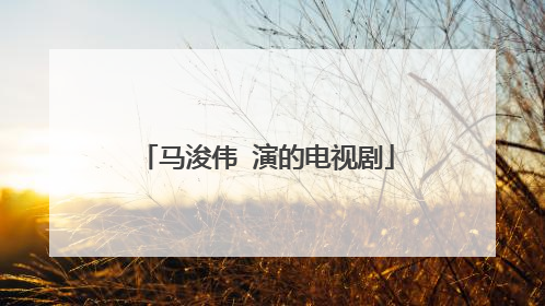 马浚伟 演的电视剧