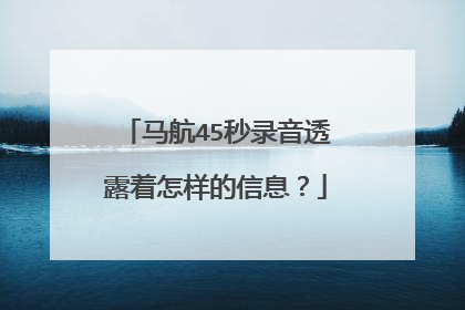 马航45秒录音透露着怎样的信息？