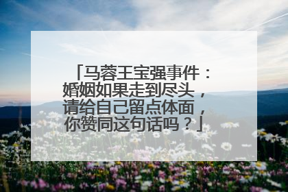 马蓉王宝强事件：婚姻如果走到尽头，请给自己留点体面，你赞同这句话吗？