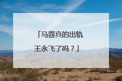 马蓉真的出轨王永飞了吗？