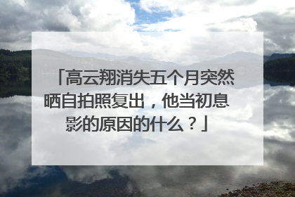 高云翔消失五个月突然晒自拍照复出,他当初息影的原因的什么?