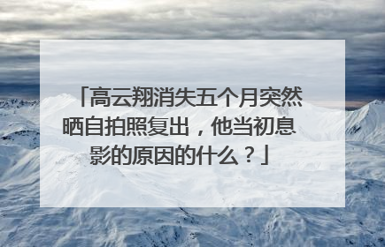 高云翔消失五个月突然晒自拍照复出，他当初息影的原因的什么？