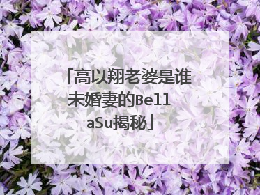 高以翔老婆是谁未婚妻的BellaSu揭秘