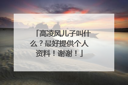 高凌风儿子叫什么?最好提供个人资料!谢谢!