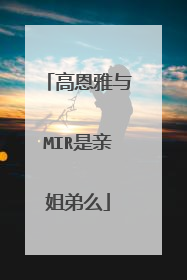 高恩雅与MIR是亲姐弟么