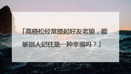 高晓松经常提起好友老狼,能够别人记住是一种幸福吗?