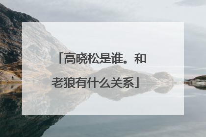 高晓松是谁。和老狼有什么关系