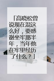 高晓松曾说现在混这么好，要感谢坐牢那半年，当年他在牢里经历了什么？