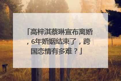高梓淇蔡琳宣布离婚,6年婚姻结束了,跨国恋情有多难?