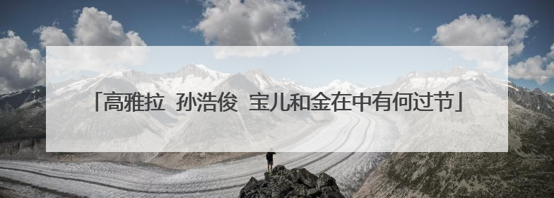 高雅拉 孙浩俊 宝儿和金在中有何过节