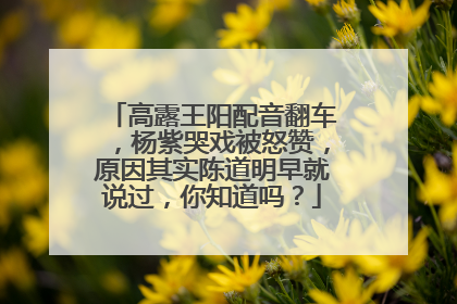 高露王阳配音翻车，杨紫哭戏被怒赞，原因其实陈道明早就说过，你知道吗？