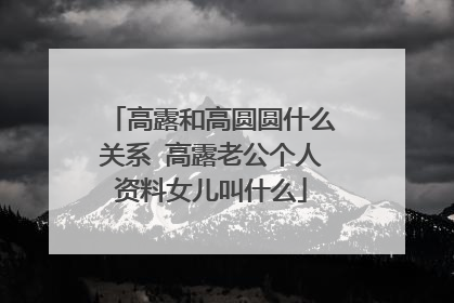 高露和高圆圆什么关系 高露老公个人资料女儿叫什么
