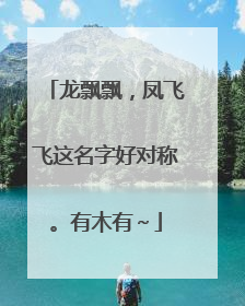 龙飘飘，凤飞飞这名字好对称。有木有～