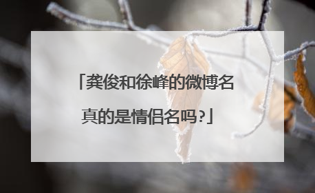 龚俊和徐峰的微博名真的是情侣名吗?