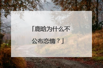 鹿晗为什么不公布恋情？