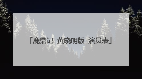 鹿鼎记 黄晓明版 演员表