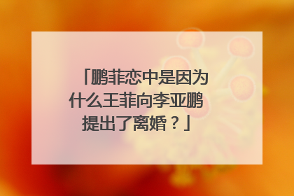 鹏菲恋中是因为什么王菲向李亚鹏提出了离婚?