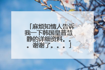 麻烦知情人告诉我一下韩国皇普慧静的详细资料。。。谢谢了。。。