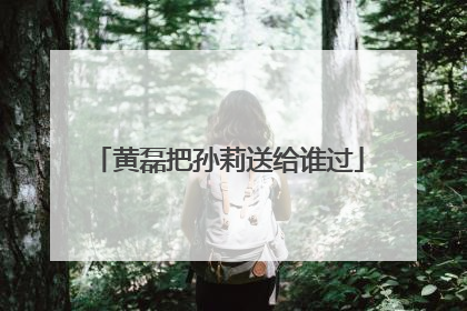 黄磊把孙莉送给谁过