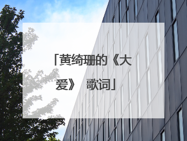 黄绮珊的《大爱》 歌词