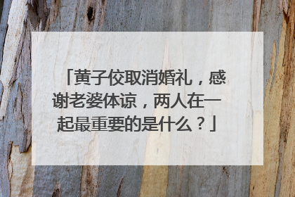 黄子佼取消婚礼，感谢老婆体谅，两人在一起最重要的是什么？