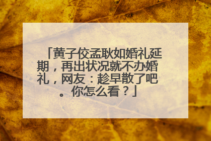黄子佼孟耿如婚礼延期，再出状况就不办婚礼，网友：趁早散了吧。你怎么看？