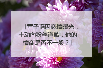 黄子韬因恋情曝光，主动向粉丝道歉，他的情商是否不一般？
