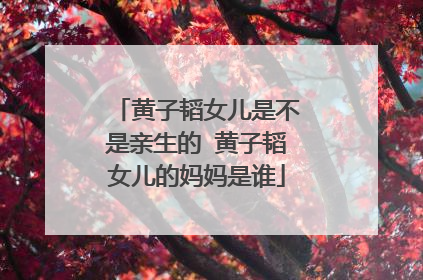 黄子韬女儿是不是亲生的 黄子韬女儿的妈妈是谁