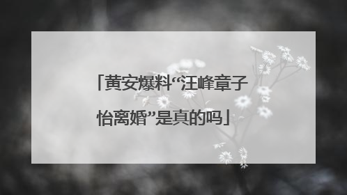 黄安爆料“汪峰章子怡离婚”是真的吗