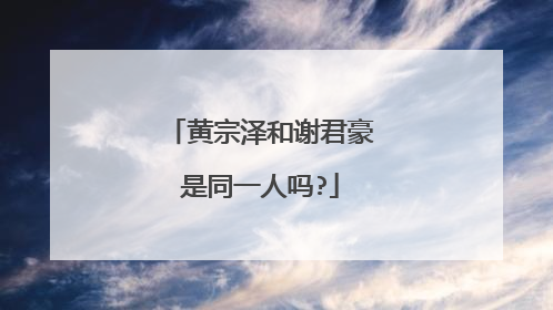 黄宗泽和谢君豪是同一人吗?