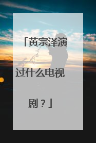 黄宗泽演过什么电视剧？
