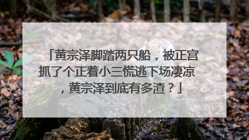 黄宗泽脚踏两只船，被正宫抓了个正着小三慌逃下场凄凉，黄宗泽到底有多渣？