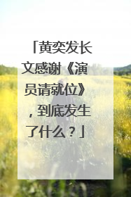 黄奕发长文感谢《演员请就位》,到底发生了什么?