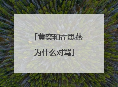 黄奕和霍思燕为什么对骂