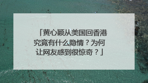 黄心颖从美国回香港究竟有什么隐情?为何让网友感到很惊奇?