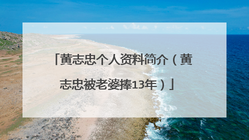 黄志忠个人资料简介（黄志忠被老婆捧13年）