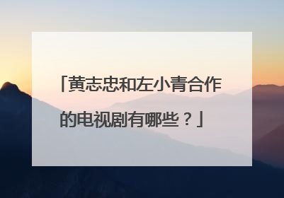 黄志忠和左小青合作的电视剧有哪些？