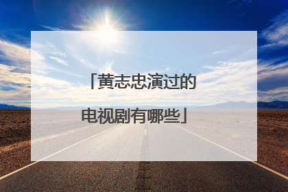 黄志忠演过的电视剧有哪些