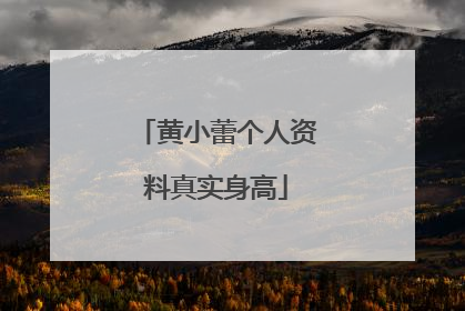 黄小蕾个人资料真实身高