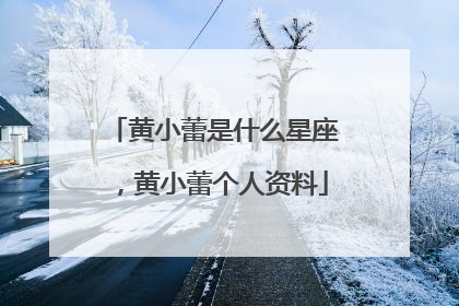 黄小蕾是什么星座，黄小蕾个人资料