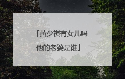黄少祺有女儿吗他的老婆是谁