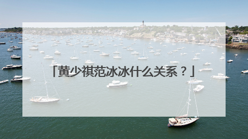 黄少祺范冰冰什么关系?